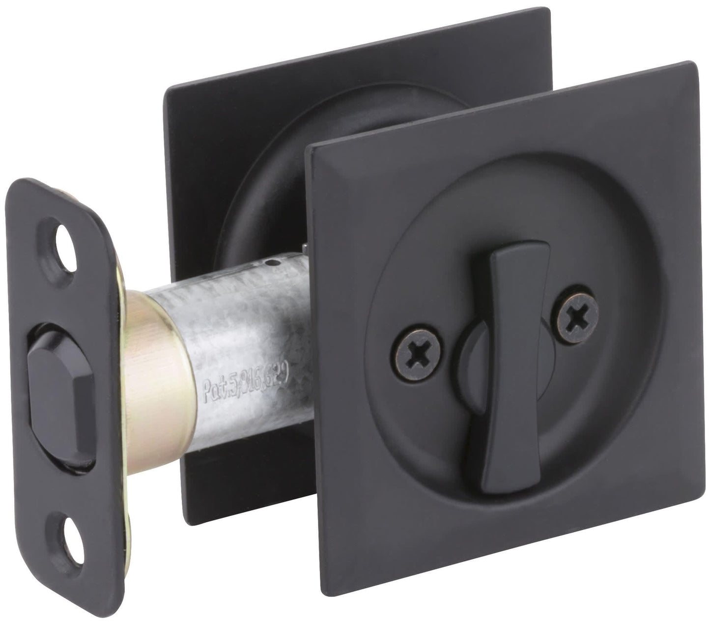 Kwikset 335SQT-514 Square Privacy Pocket Door Lock Iron Black Finish