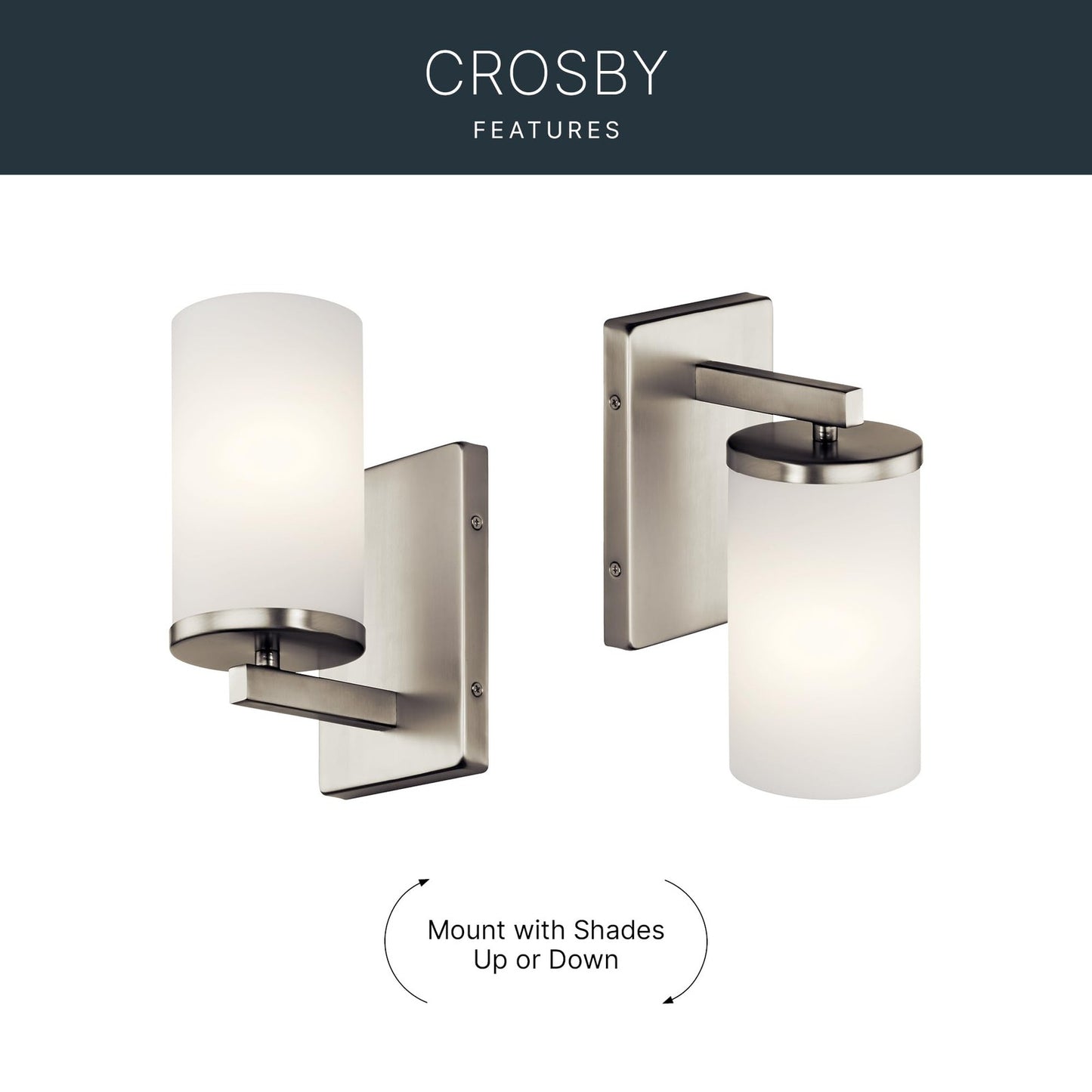 Kichler 45495NI Crosby 9.25" Wall Sconce in Brushed Nickel