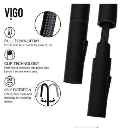 VIGO Greenwich VG02029MG Single-Handle Pull-Down Sprayer Kitchen Faucet - Matte