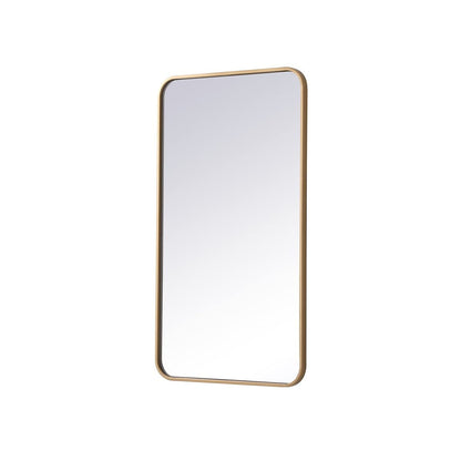 Elegant MR802036BR Evermore 20x36 Soft Corner Metal Rectangular Mirror in Brass