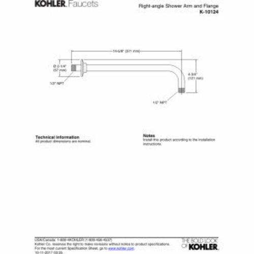 KOHLER Right Angle Shower Arm