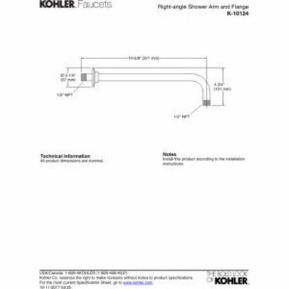 KOHLER Right Angle Shower Arm