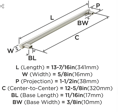 Amerock - BP36561G10 - 12-5/8" Center Satin Nickel Cabinet Pull-Bronx Collection
