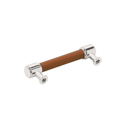 Signature Hardware 489392 Lazzara 3-3/4"C2C Cognac Leather Pull-Champagne Bronze