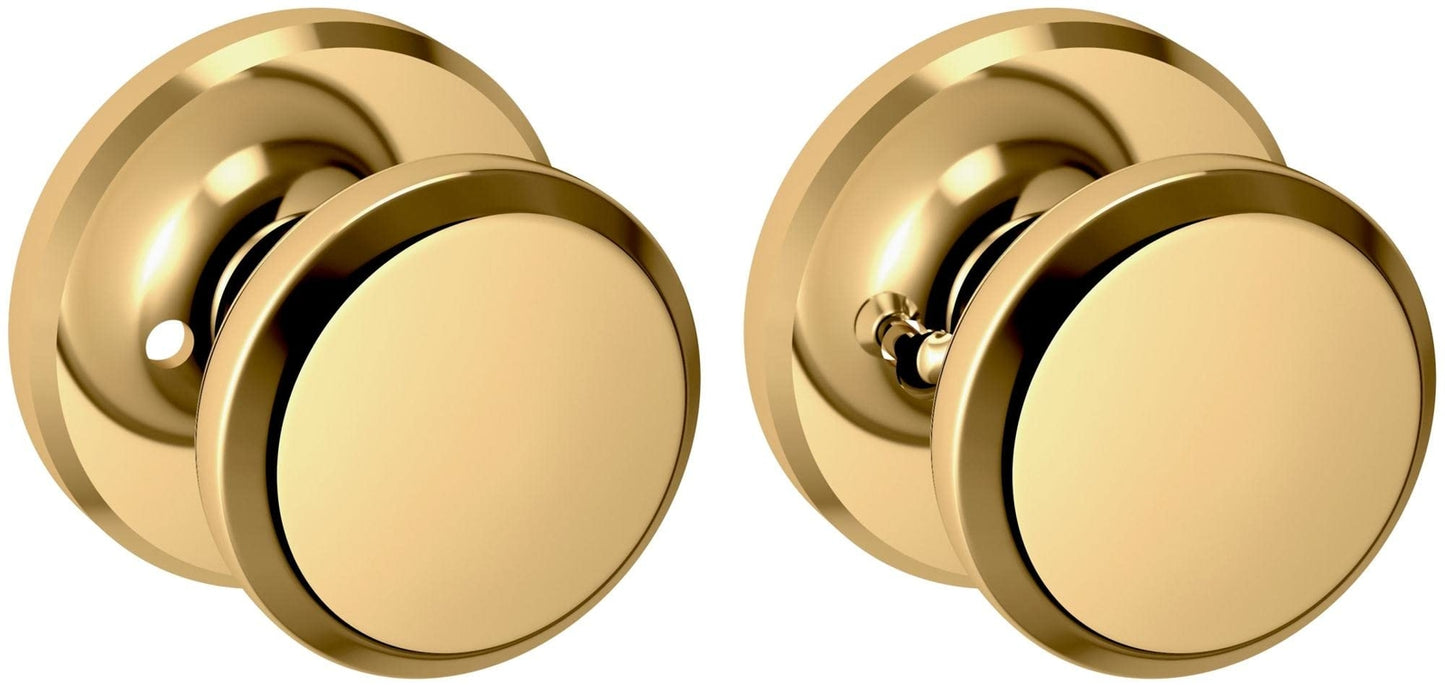 Baldwin 5023031PRIV Privacy Door Knob Set with R016 Rose Non Lackered Brass