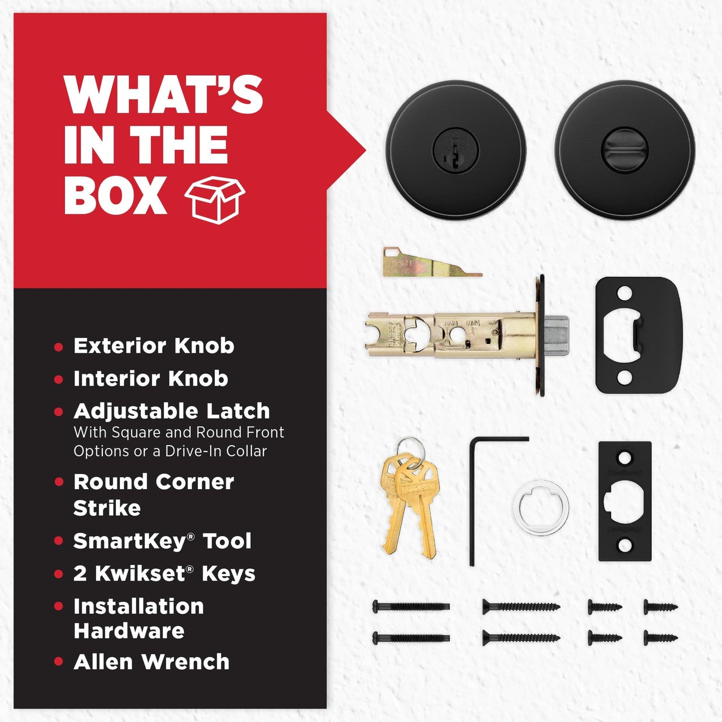 Kwikset 97300-935 Pismo Privacy Door Knob with lock Matte Black