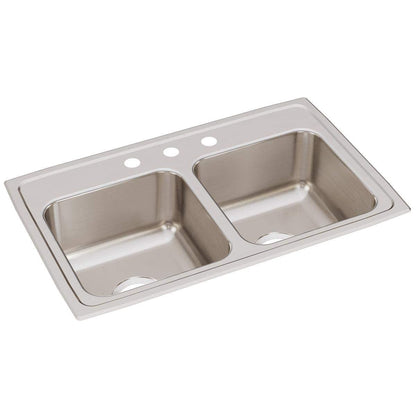 Elkay LR29183 Lustertone Stainless Steel Equal Double Bowl Top Mount Sink