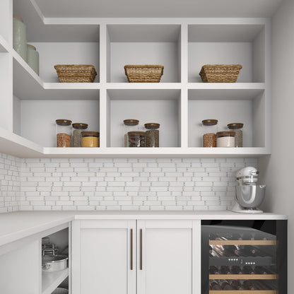 TileHQ Random Linear Mosaic in First Snow Elegance with Polished Finish