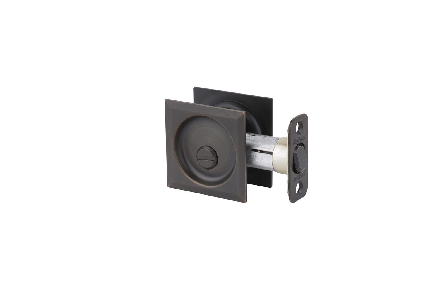 Kwikset 335SQT-514 Square Privacy Pocket Door Lock Iron Black Finish