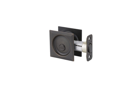 Kwikset 335SQT-514 Square Privacy Pocket Door Lock Iron Black Finish