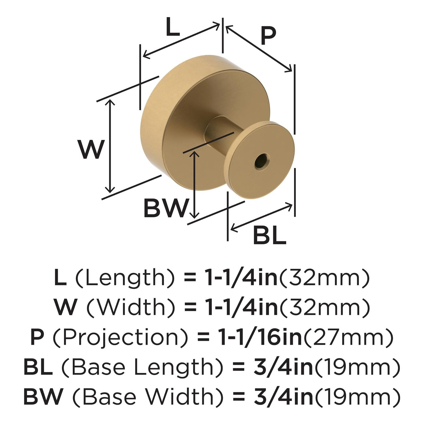 Amerock BP36864 Radius Cabinet Knob Champagne Bronze 1-1/4" Diameter