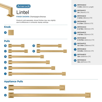 Amerock Lintel 8-13/16" Center-2-Center Champagne Bronze Cabinet Pull, BP37446CZ