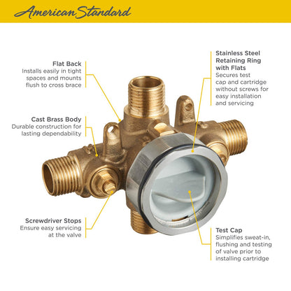American Standard RU101SS Flash Shower Rough-in Valve w/Universal Inlets&Outlets
