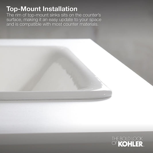 Kohler 2196-8-0 Pennington® Drop-in bathroom sink w/8" widespread faucet holes