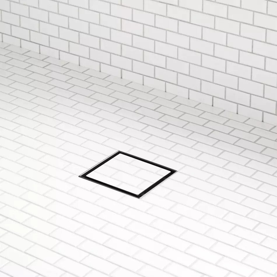 Signature Hardware - 8" Cohen Square Tile-In Shower Drain, Matte Black