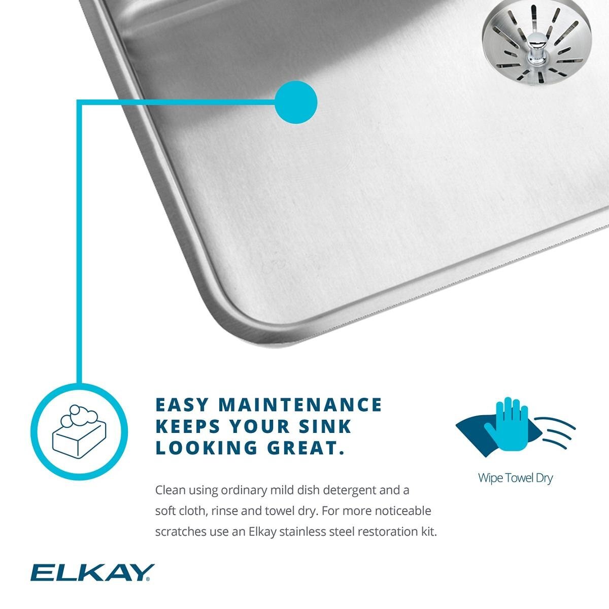 Elkay Lustertone DLR2219103 Single Bowl Top Mount Stainless Steel Sink