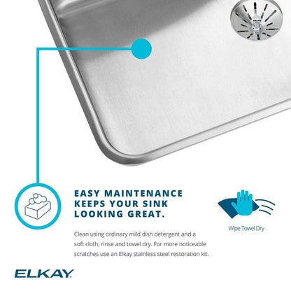 Elkay Lustertone DLR2219103 Single Bowl Top Mount Stainless Steel Sink