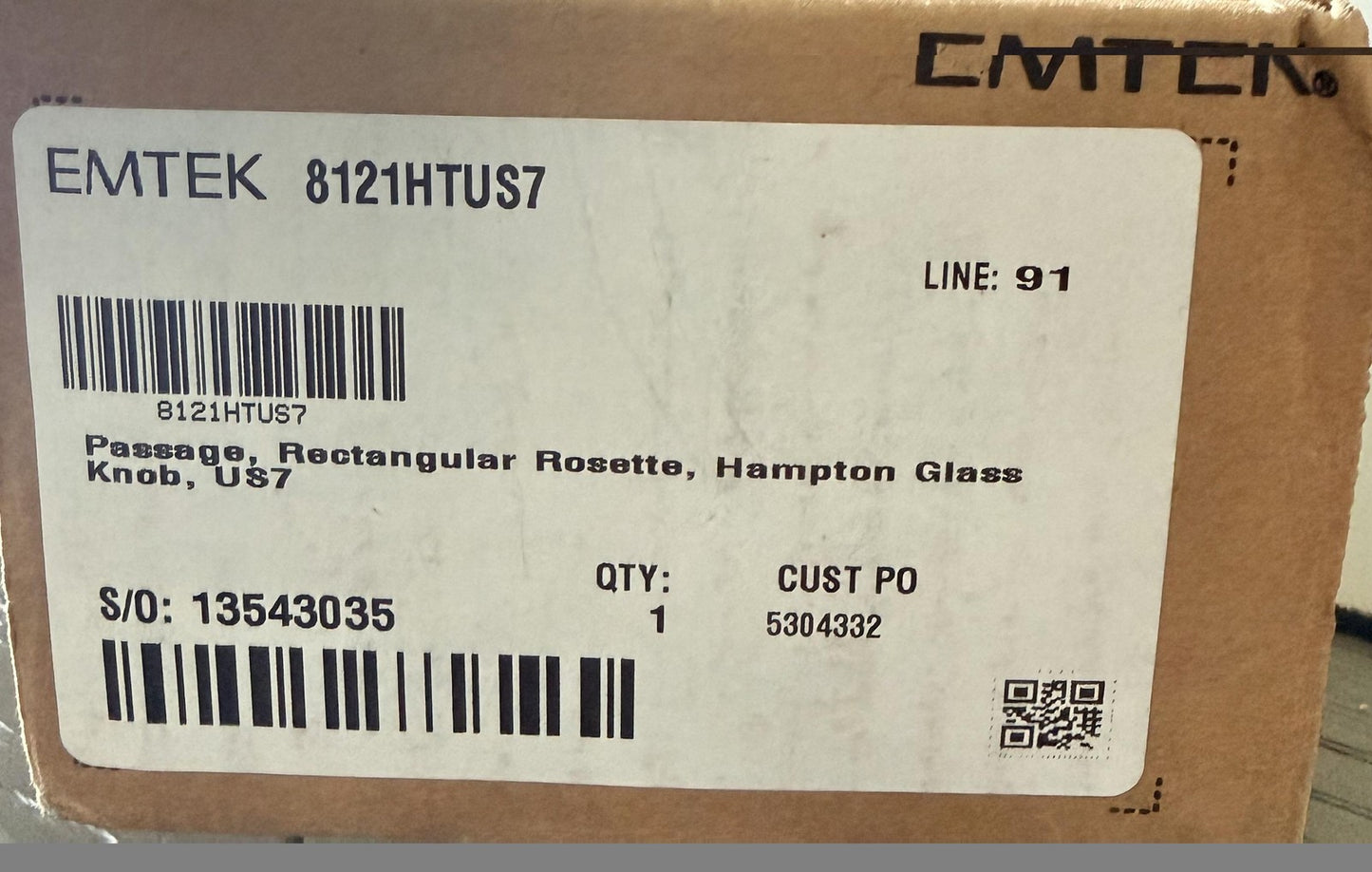 EMTEK 8121HTUS7 Hampton Crystal Passage Knob Antique Brass