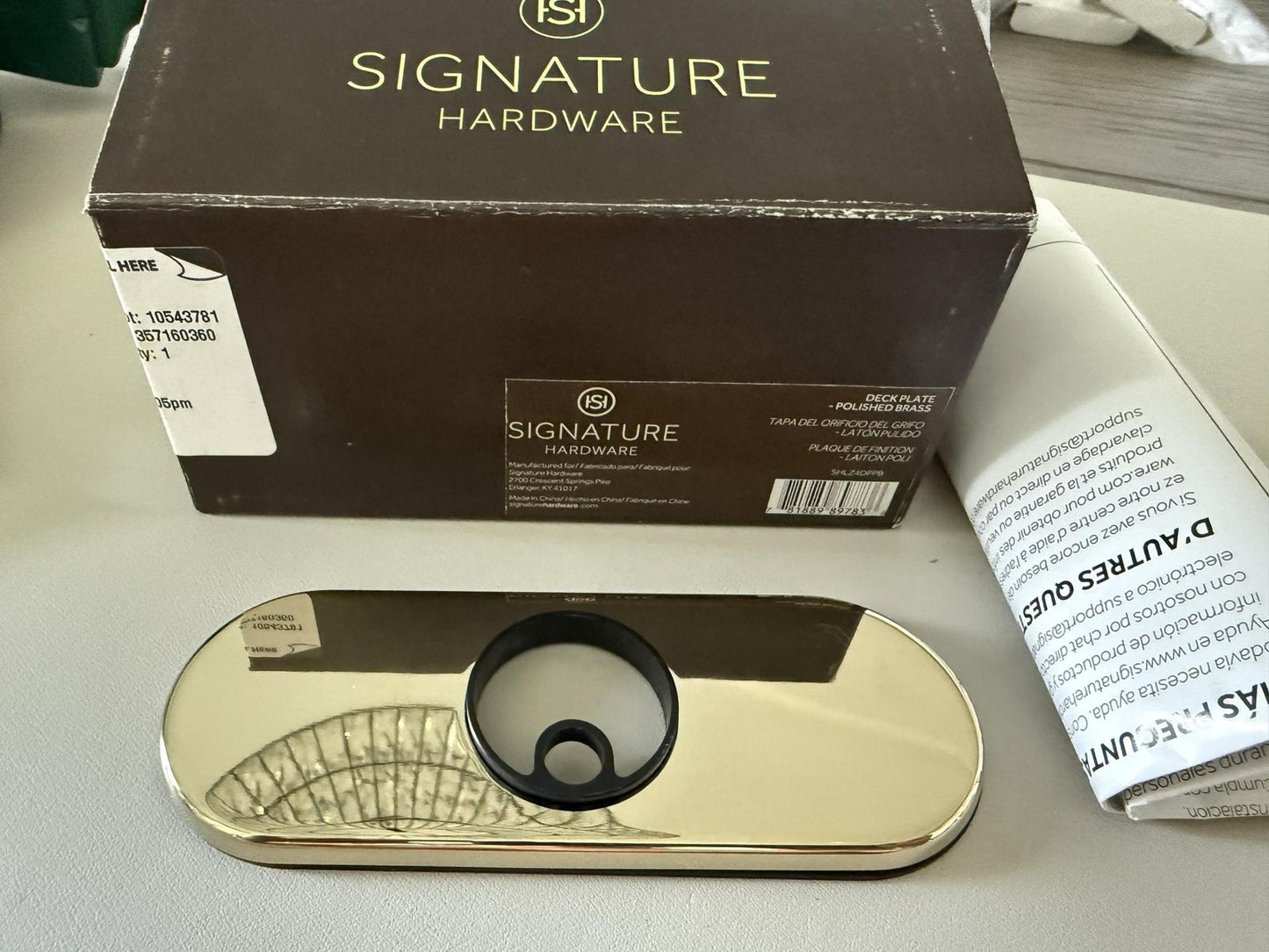 Signature Hardware SHLZ4DPPB Lentz Single Hole Deck Plate Polished Brass