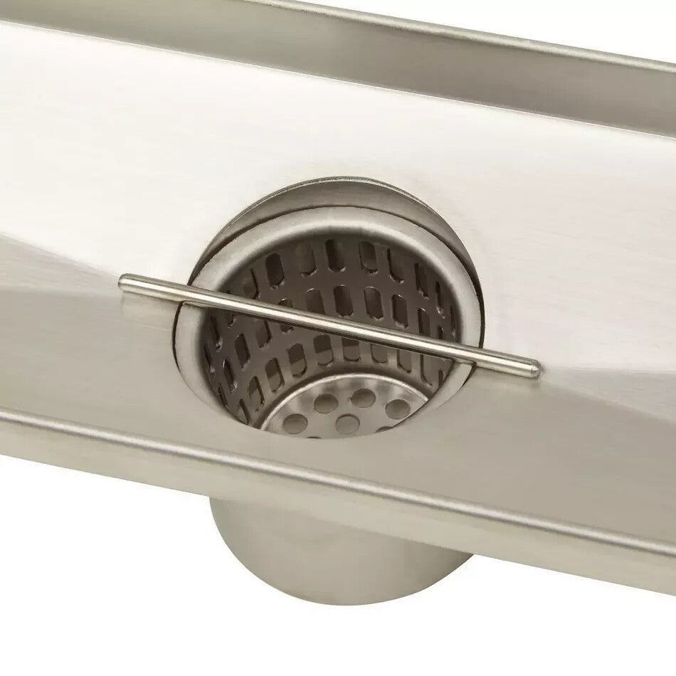 Signature Hardware - Carmen 24"Polished Stainless Steel Rectangular Shower Drain