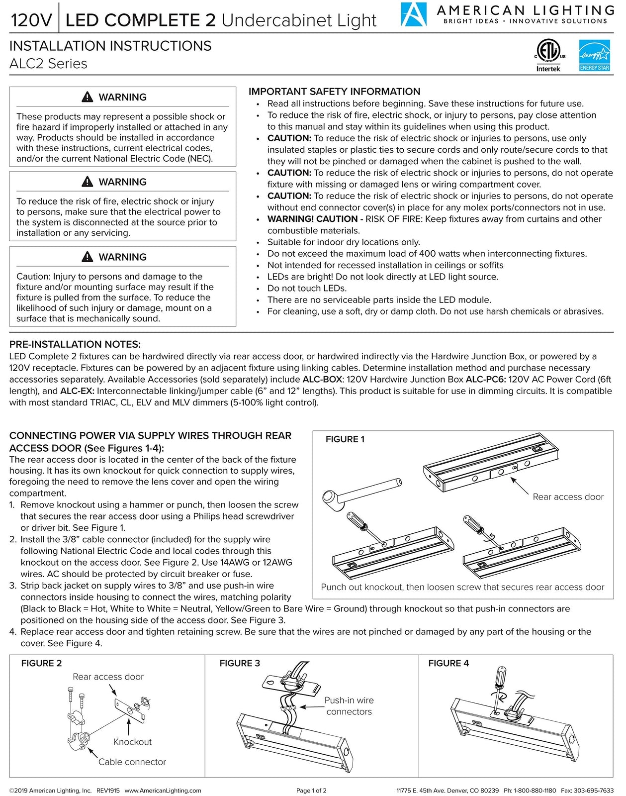 American Lighting LED Undercabinet Light 24" Complete Collection (ALC2-24-WH)