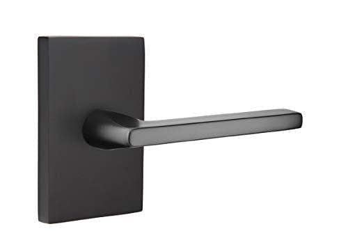 Emtek 5112HLORHUS19 Passage Set Rectangular Rosette Helios Lever, Flat Black, RH