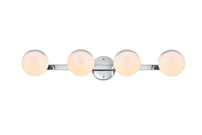 Living District Majesty 4-Light Metal Bath Sconce in Chrome/Frosted White