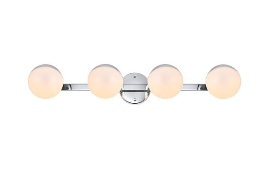 Living District Majesty 4-Light Metal Bath Sconce in Chrome/Frosted White