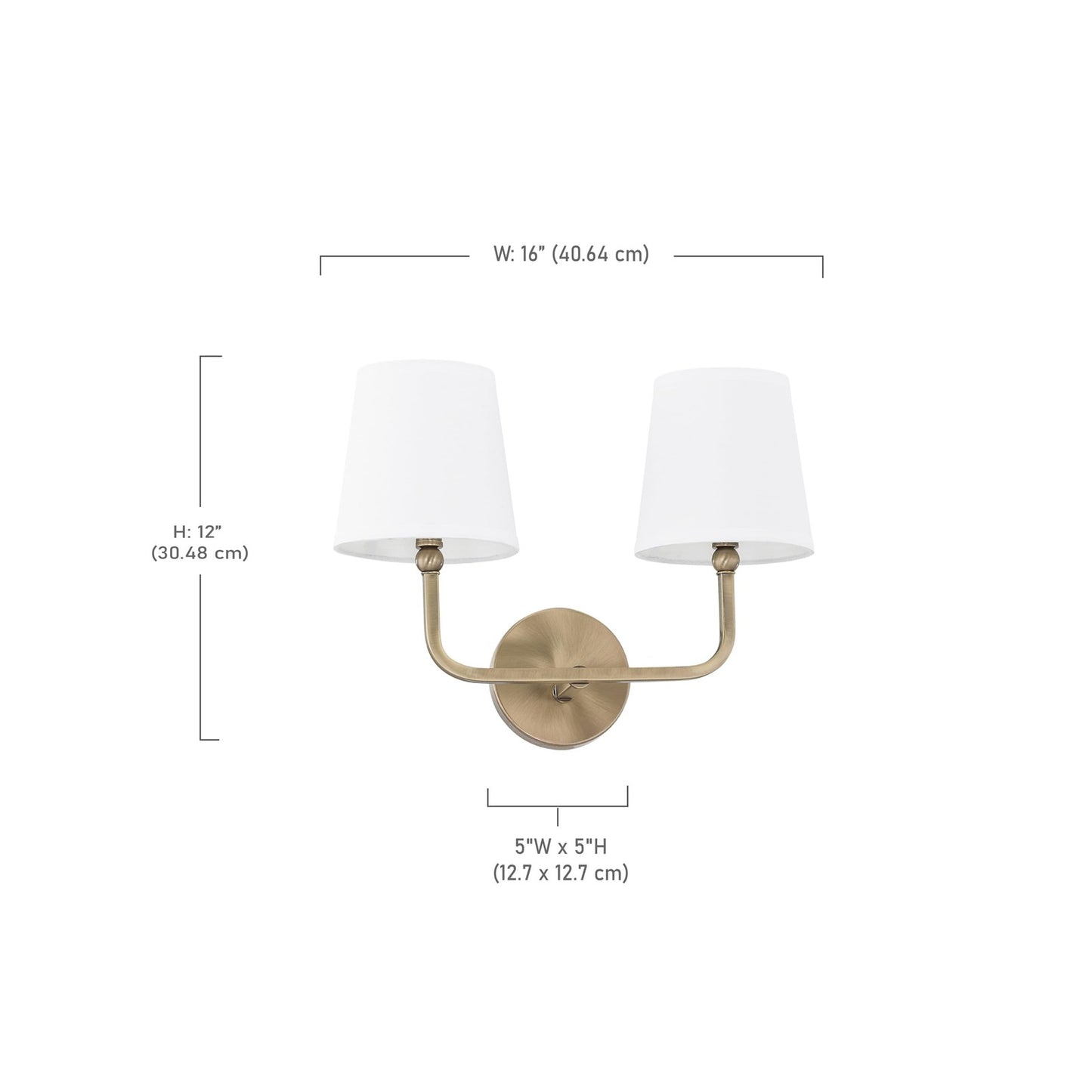 Capital Lighting 119321AD-674 Dawson White Fabric Shade Bath Vanity Aged Brass