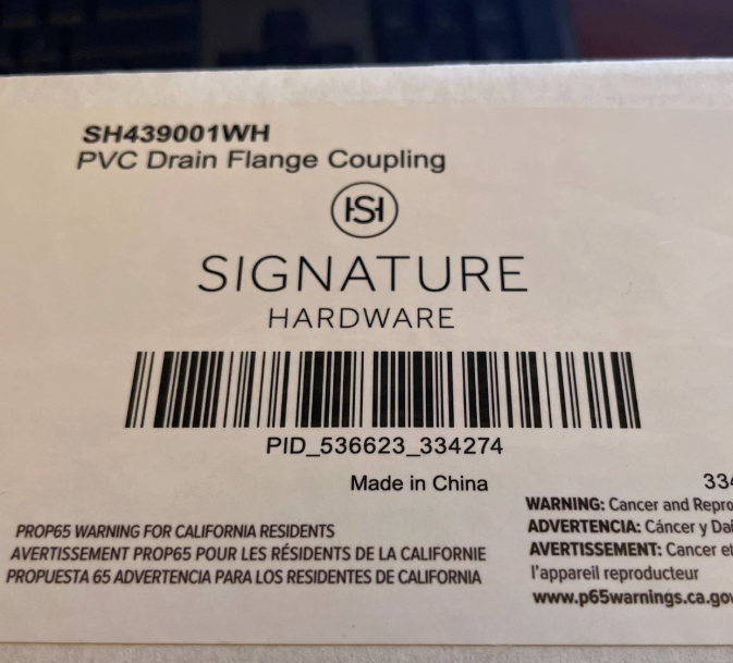 Signature Hardware PVC Drain Flange Coupling | 399922 - SH439001WH
