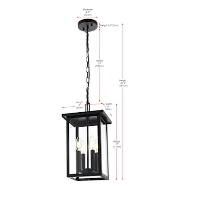 Elegant Lighting OD324H16 Sheridan 4 Light 9" Wide Outdoor Mini Pendant Black