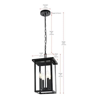Elegant Lighting OD324H16 Sheridan 4 Light 9" Wide Outdoor Mini Pendant Black