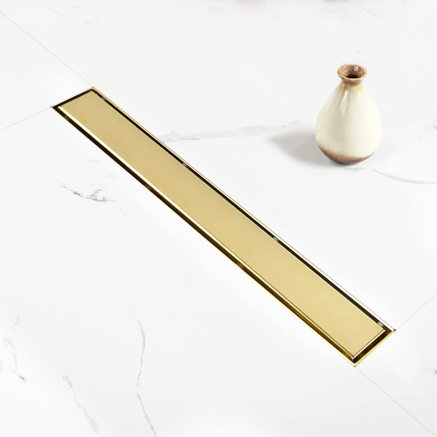 AGLSD-T-36IN Linear Shower Drain, 36" Gold Drain Tile Insert 2-in-1 Shower Drain