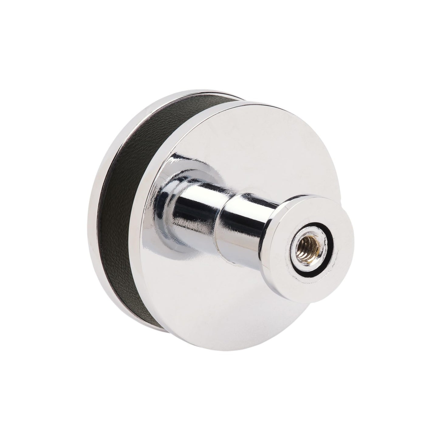 Signature Hardware 489565 Lazzara 1-1/2" Black Leather Mushroom Knob-SatinNickel