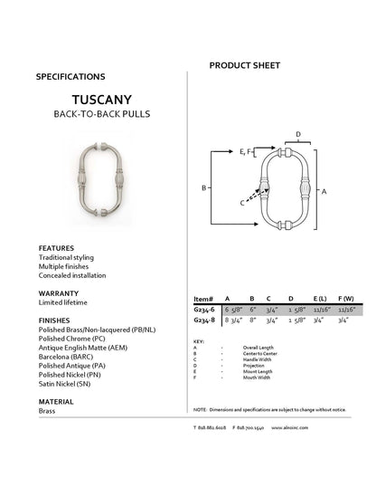 Alno G234-8-AEM Back-to-Back Pull Tuscany Traditional, Antique English Matte