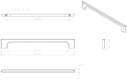 Jeffrey Alexander 286-224SN Leyton Cabinet Pull 8-13/16" C2C, Satin Nickel