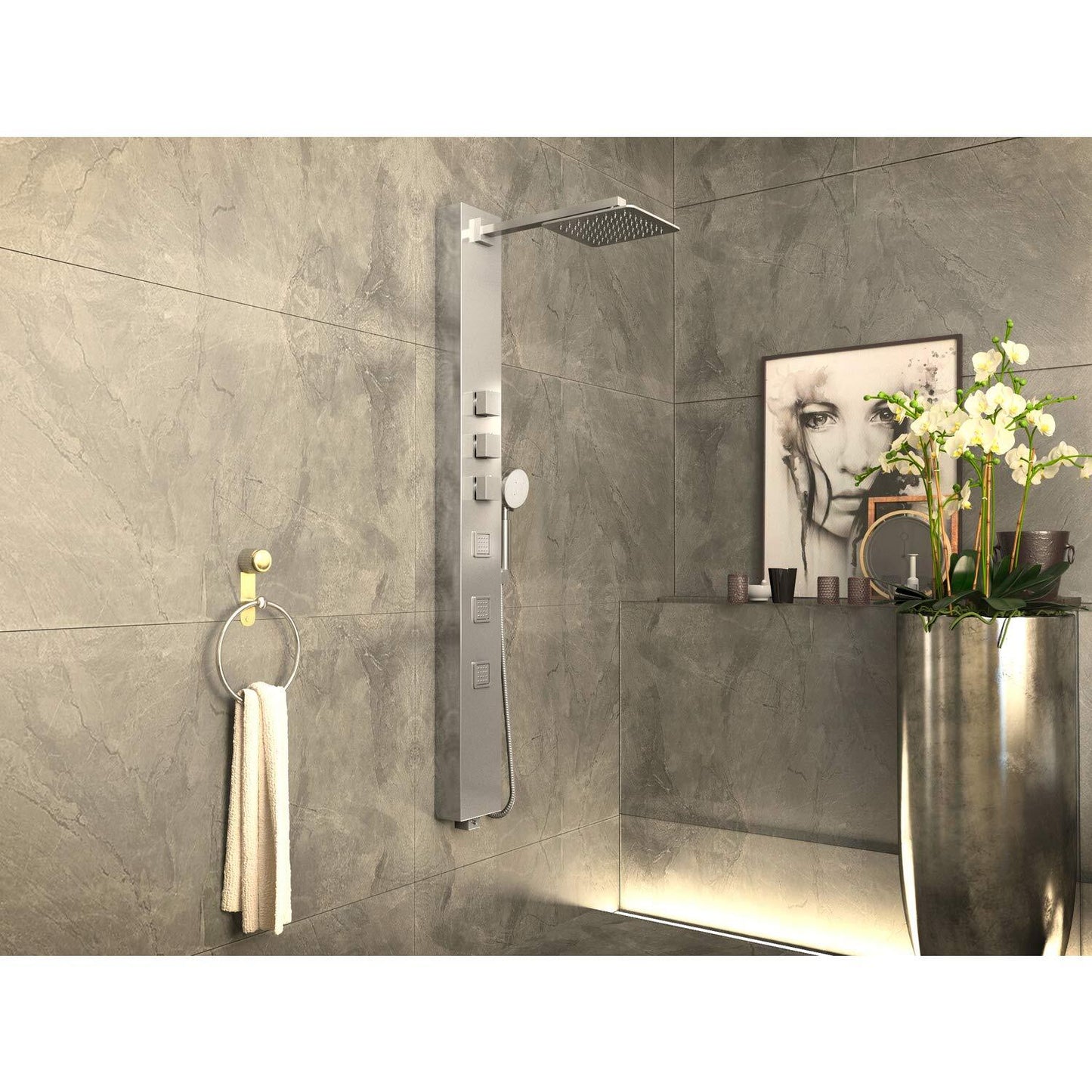 ANZZI Shower Head Panel 53", Tower System, Polished Chrome SS (SP-AZ015)