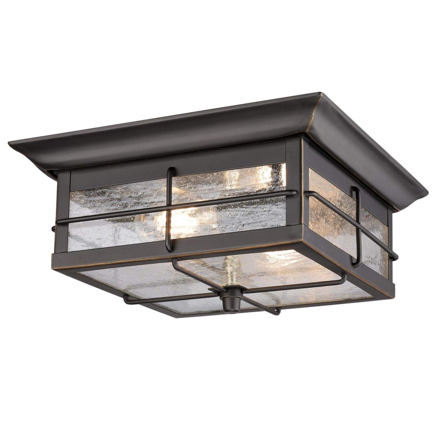 Westinghouse 6578400 Orwell 2 Light Outdoor Flush Mount Fixture ORB&Glass