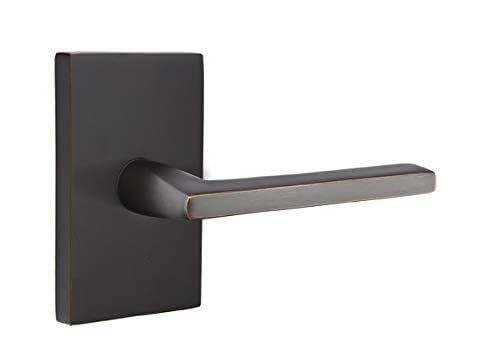 Emtek 5112HLORHUS19 Passage Set Rectangular Rosette Helios Lever, Flat Black, RH