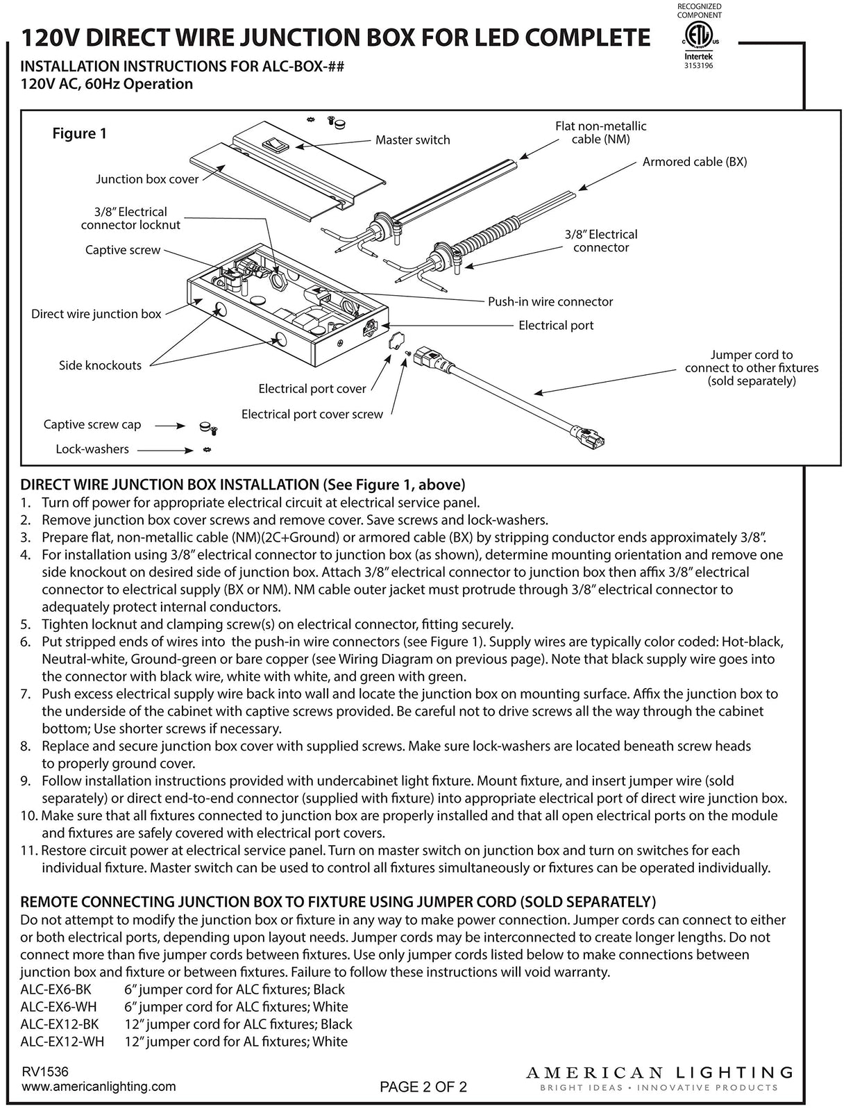 American Lighting LED Undercabinet Light 24" Complete Collection (ALC2-24-WH)