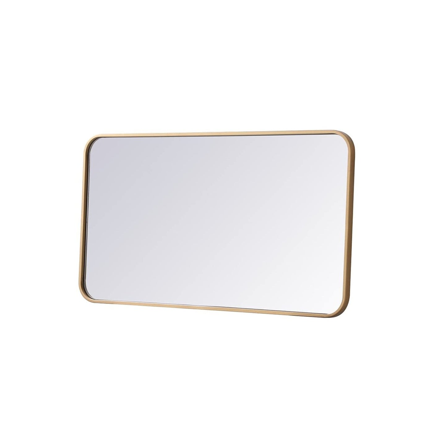 Elegant MR802036BR Evermore 20x36 Soft Corner Metal Rectangular Mirror in Brass