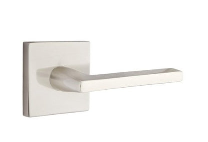 EMTEK 5210HLOUS15RH Square Rosette Privacy Set Helios Lever RH Satin Nickel