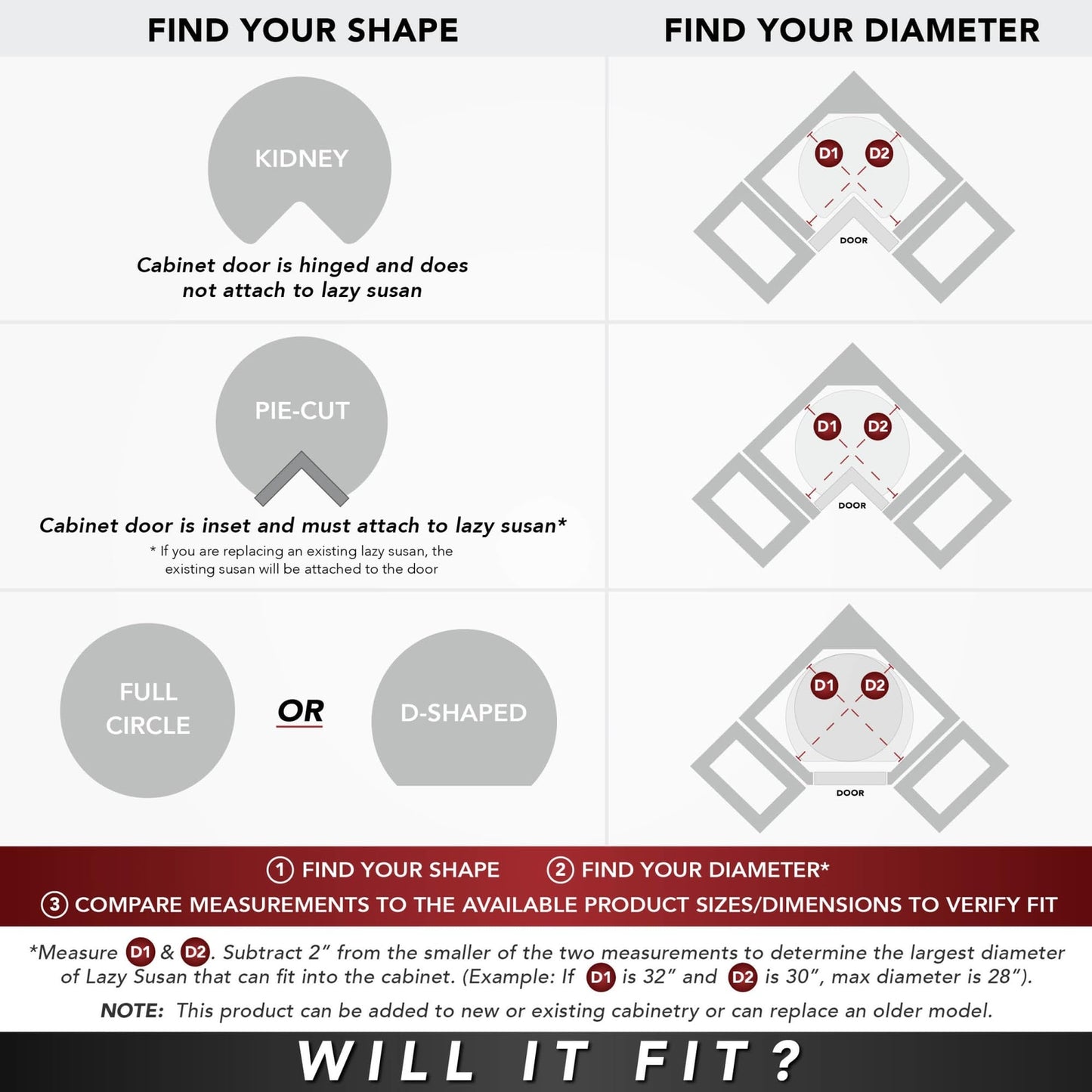 REV-A-SHELF Polymer Kidney-Shaped Lazy Susan Shelf for Corner Base Cabinets