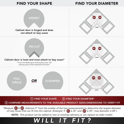 REV-A-SHELF Polymer Kidney-Shaped Lazy Susan Shelf for Corner Base Cabinets