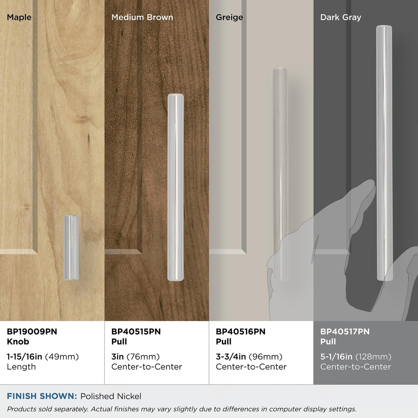 Amerock 10BX40517PN Cabinet Pull Polished Nickel 5-1/16" C2C 10 Pack