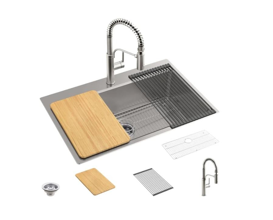 Kohler Provo 33" Dual Mount Single-bowl Workstation Kitchen Sink Kit