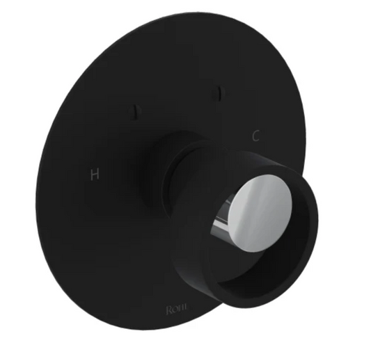 Rohl Eclissi Thermostatic Valve Trim Only with Single Wheel Handle-Black/Chrome