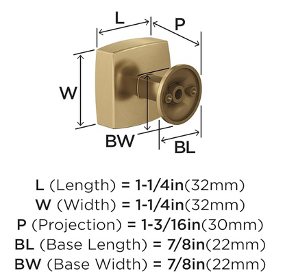 Amerock BP37101CZ Everett 1-1/4 Inch Square Cabinet Knob Champagne Bronze